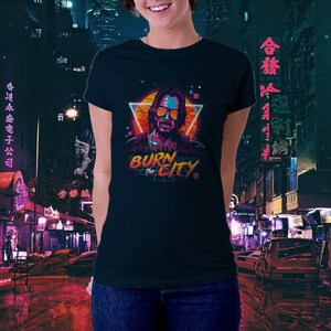 Burn the City T-Shirt Unisex Women Kids Awesome Retro Video Game Parody Clothes image 2