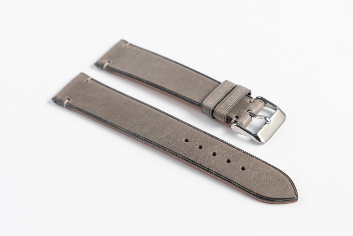 Grey Leather watch band 16mm 17mm 18mm 19mm 20mm 22mm. | Etsy