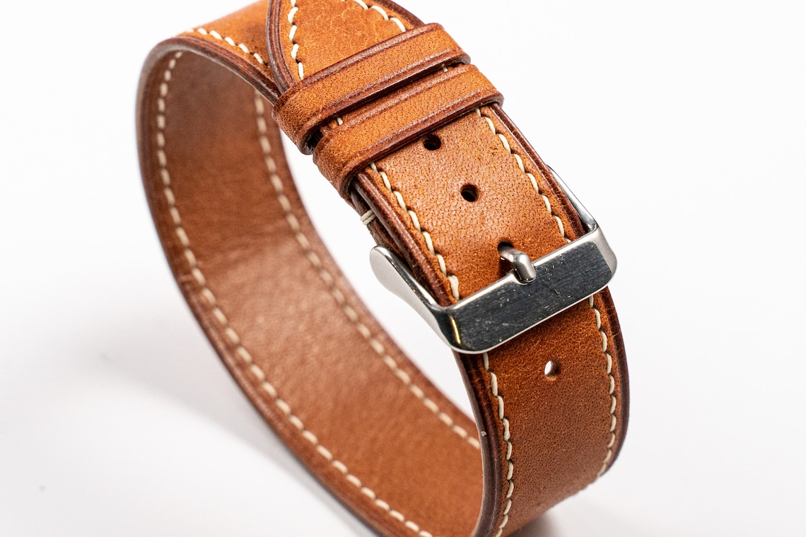 One Piece leather watch band Single pass leather watch band Etsy