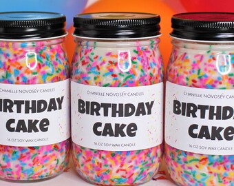BIRTHDAY CAKE CANDLE, Rainbow Sprinkle Birthday Cake Scented Candle, Dessert Candles, Highly Fragrant Candle, Whipped Candle, Soy Wax Candle
