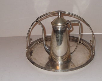 Art Deco NICKEL SILVER Teapot and Tray KSC Vintage Set