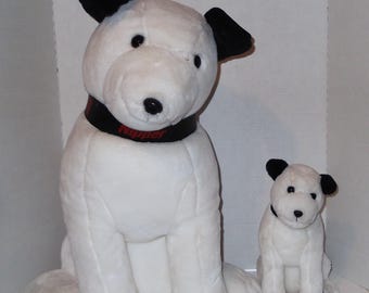 XL Dakin, Nipper, Rca Victor Dog, Large White Plush Dog With Black