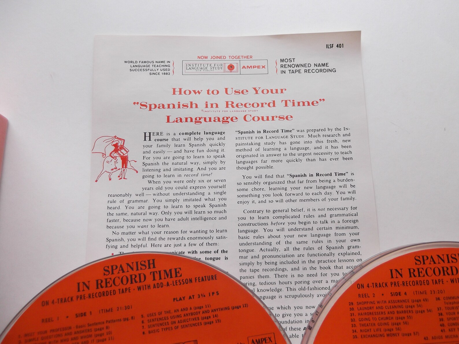 LEARN SPANISH REEL to Reel Boxed Set Vintage 1964 Audio Tapes Etsy