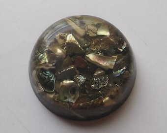 Vintage Lucite Paperweight Abalone Sea Shell Ocean Beach Cork Nautical Marine