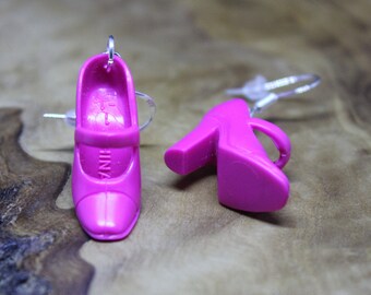 Barbie Doll Shoe Earrings, Miniature Mary Jane Court Shoes, Retro 90s