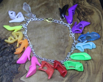Barbie Doll Shoes, rainbow of shoes, charm bracelet, Unique, Retro, 90's, KAWAII, Super Cute!