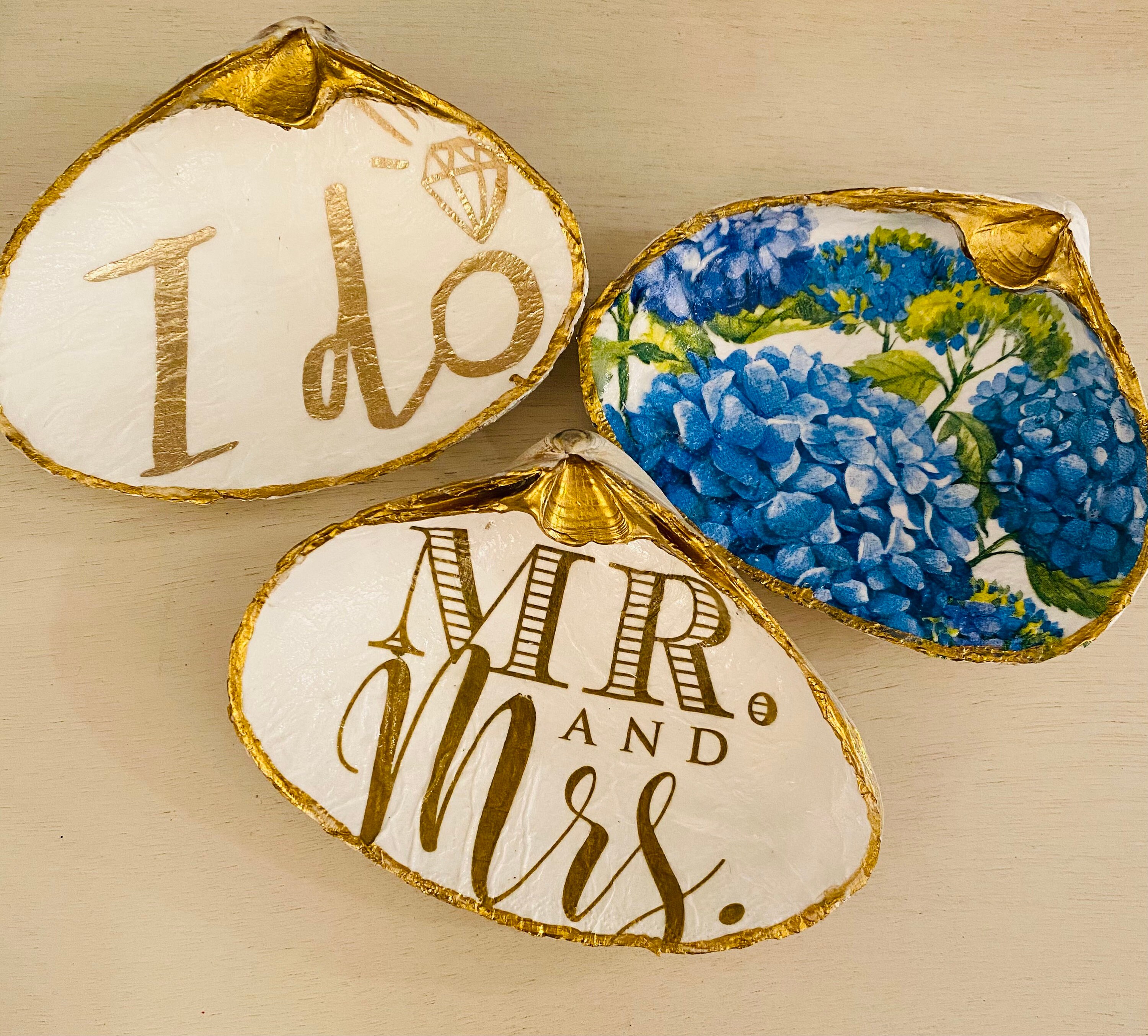 Decoupaged wedding clam shells Etsy