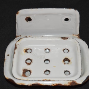 Vintage Enamelware Hanging Soap Dish