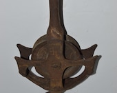 Antique Cast Iron Industrial Barn Pulley with 3.5 quot Wheel