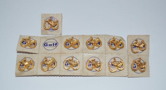 1968 Political Gulf Oil Good Luck Elephant Horseshoes Pin- Set of 12 pins