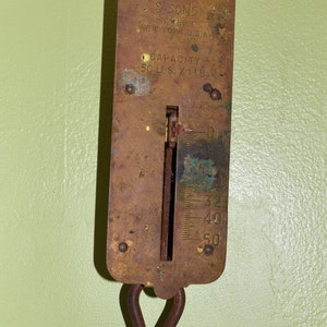 Vintage John Chatillon & Sons Hanging Brass 50 lb. Scale