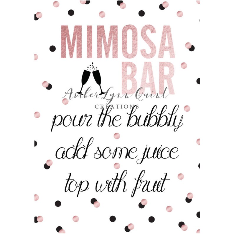 Rose Gold And Black Mimosa Bar Bachelorette Party Decorations Etsy