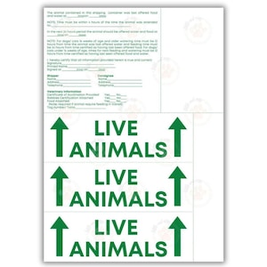 Stickers voor levende dieren om af te drukken / Stickers voor levende dieren voor vliegtuigkooien / PDF-label voor huisdiervliegreizen / Stickers voor honden- en kattendraagmanden