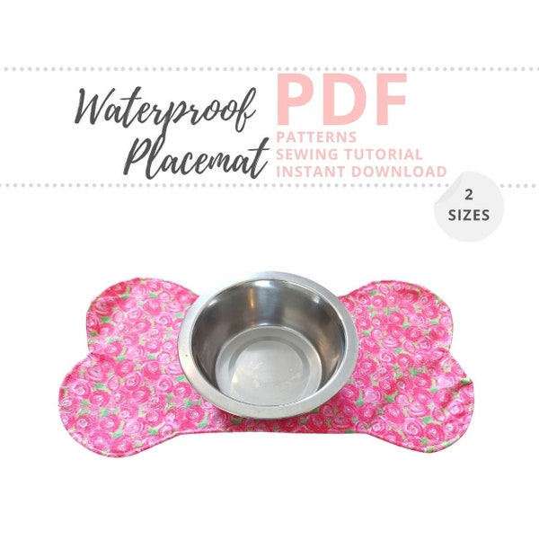 Dog Placemat Tutorial and PATTERNS/ Dog food accessories / Water resistant Bone Bowl mat DIY / Feeding mat for pet PDF / Instant download