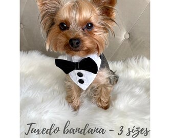 Dog tuxedo pattern / Dog wedding outfit / Dog tux / Dog wedding tuxedo / Dog smoking bandana / Tuxedo pattern / Black tuxedo