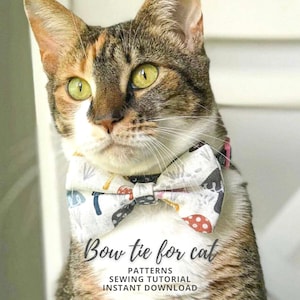 Cat bow tie pattern / Pet bow pattern / Small Bow tie pattern / Bow sewing pattern for cats and kittens / Cat sewing pattern / Pet pattern image 1