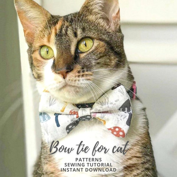Cat bow tie pattern / Pet bow pattern / Small Bow tie pattern / Bow sewing pattern for cats and kittens / Cat sewing pattern / Pet pattern