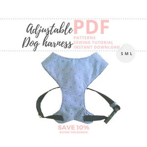 Dog harness pattern/ Dog clothes patterns / Harness dog PDF / Dog sewing patterns and instructions / Dog clothes PDF - Small, Medium, Large