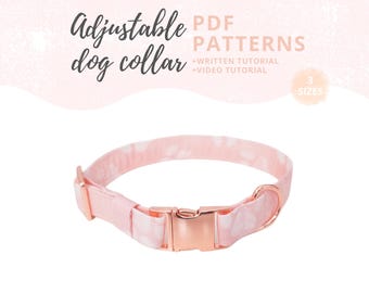 Tutorial y patrones para collar ajustable para perros | Collar para mascotas DIY | Patrones para collares de gatos | Tutorial de costura | Pequeño, mediano y grande | PDF
