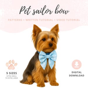 Sailor bow pattern | Dog sailor bow sewing pattern and video tutorial | Dog collar bowtie for dogs and cats DIY | Dog mom PDF Sewing Pattern