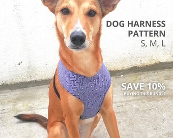 Dog harness pattern/ Dog clothes patterns / Harness dog PDF / Dog sewing patterns and instructions / Dog clothes PDF - Small, Medium, Large