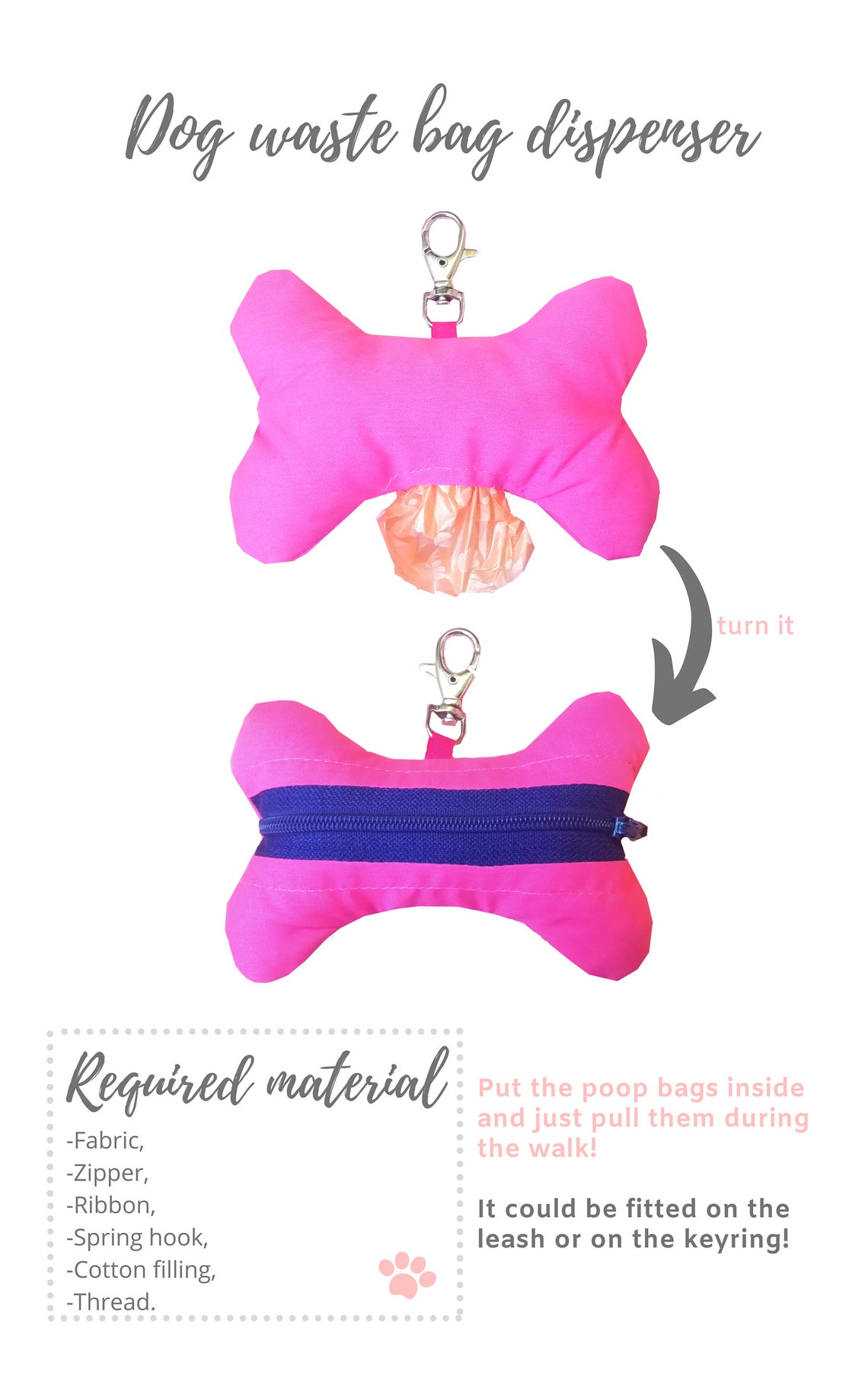 Dog Waste Bag Dispenser Sew Tutorial and Pattern/ Pet Poop Bag Etsy