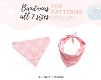 Dog bandana pattern PDF | Slip over bandana and Tie on bandana Tutorials | Cat bandana pattern | Dog scarf pattern | Dog accessory pattern