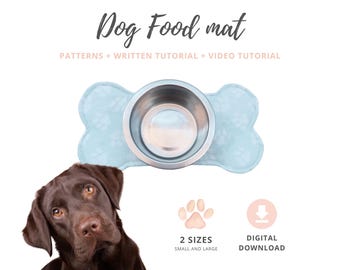 Modelli e tutorial video per cucire tappetini per cibo per cani | Tappetino per l'alimentazione degli animali domestici: impermeabile e assorbente | Tutorial di cucito in formato PDF per tappetini per cani