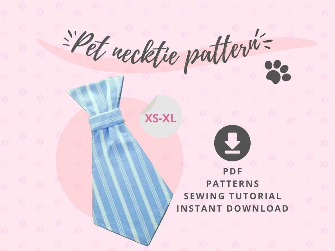 Pet Necktie Tutorial and Patterns / Dog Neck Tie for Wedding / XS, S, M ...