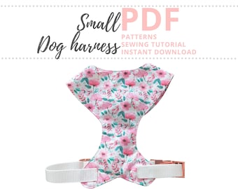 Patrón de costura PDF arnés para perros - Talla pequeña / Arnés de tela ajustable Tutorial y Patrón para cachorro / Costura para perros pequeños