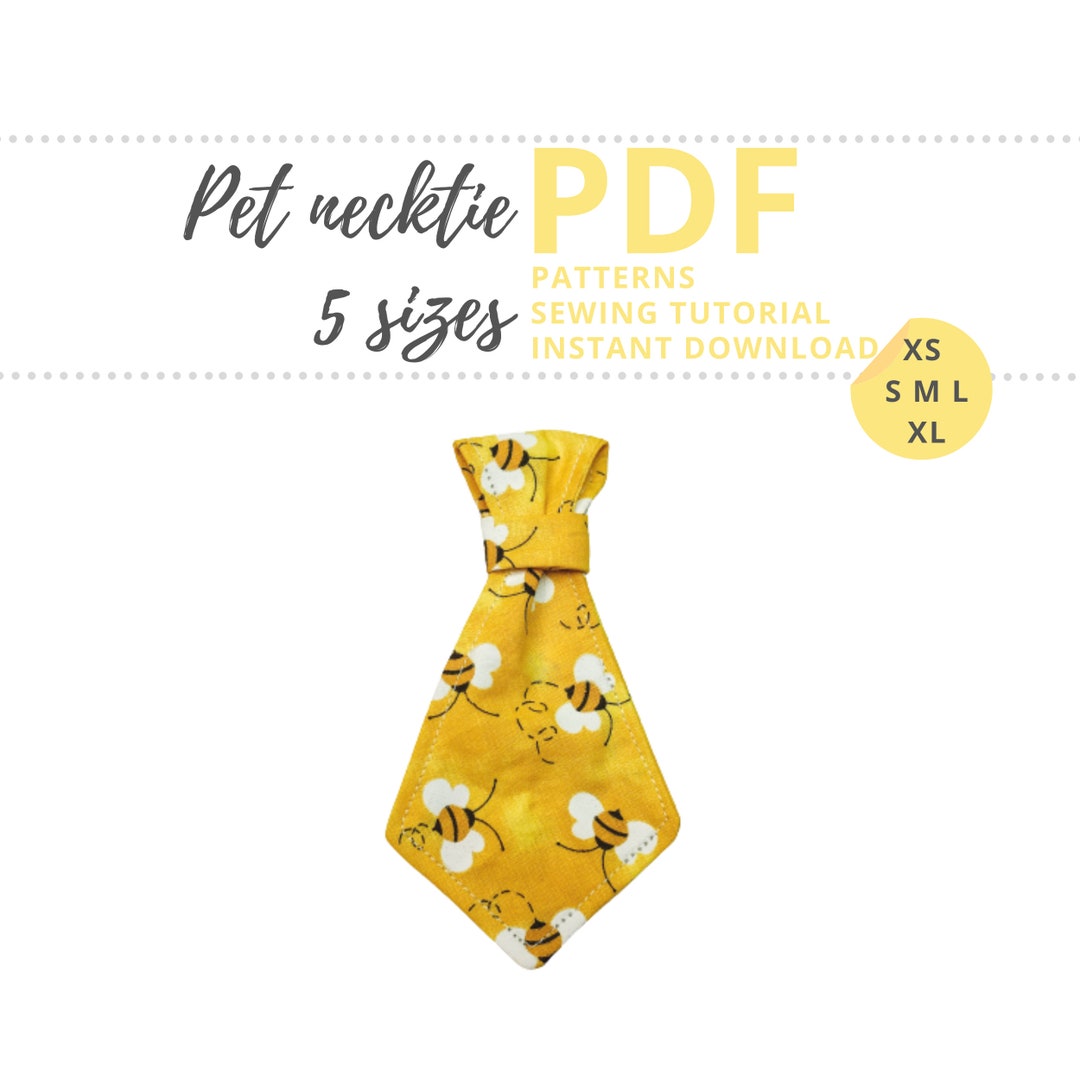 Pet Necktie Tutorial and Patterns / Dog Neck Tie for Wedding / XS, S, M ...