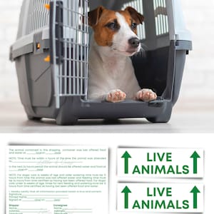 IATA pet stickers / IATA required pet stickers / Airline cargo crate / Live Animal Shipping Label image 3