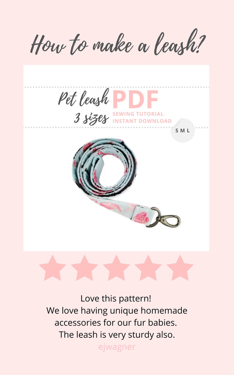 Pet leash sewing PDF tutorial / Dog leash DIY / Cat leash make project / Sewing tutorial / Small, Medium and Large / Instant download image 8