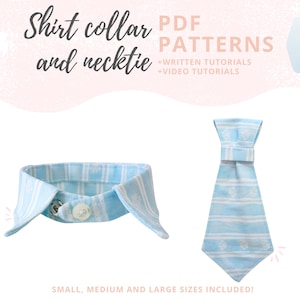 Dog shirt collar pattern and Dog necktie sewing pattern | How to Make Pet accessories | Dog wedding outfit | Sewing for dogs | S M L