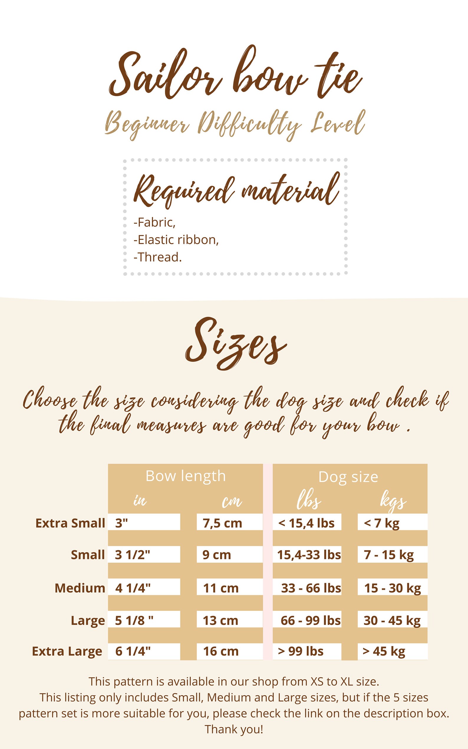 Dog Bow Pattern and Dog Shirt Collar Pattern / Sailor Bow Etsy