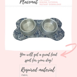 Dog Placemat Tutorial and PATTERNS/ Dog food accessories / Water resistant Bone Bowl mat DIY / Feeding mat for pet PDF / Instant download image 4