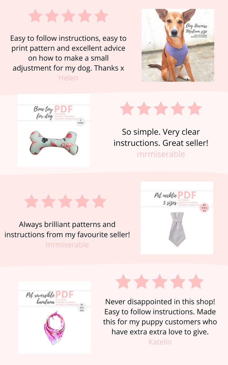 140 Dog bandana PATTERN PDF / Dog and cat accessories / Pet gift / Reversible Bandana DIY / Small, Medium and Large / Bandana Patterns image 8