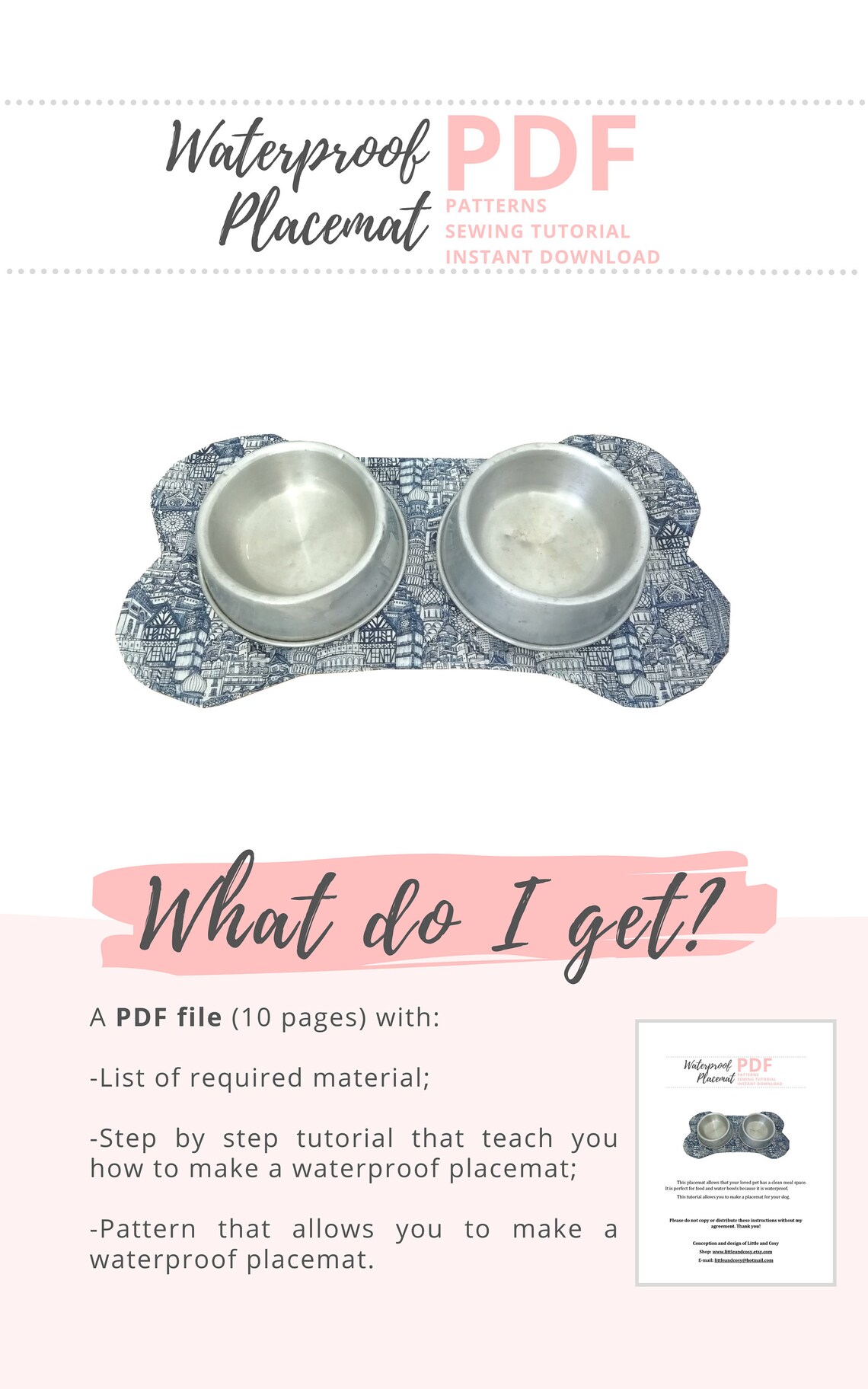 Dog Placemat Tutorial and PATTERNS/ Dog Food Accessories / Etsy