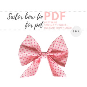 Sailor Bow for pet collar Tutorial and Patterns / Small, Medium, Large / Cat and Dog collar Accessories / Instant Download Sewing Pattern image 1