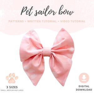 Sailor Bow for pet collar Tutorial and Patterns | Small, Medium, Large | Cat and Dog collar Accessories | Instant Download Sewing Pattern
