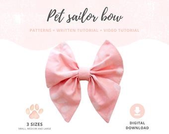 Sailor Bow for pet collar Tutorial and Patterns | Small, Medium, Large | Cat and Dog collar Accessories | Instant Download Sewing Pattern