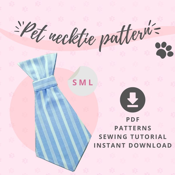 Pet Necktie Tutorial and Patterns / Dog Neck Tie for Wedding / Small, Medium, Large / Pet Accessories for ceremony / Sewing Pattern PDF