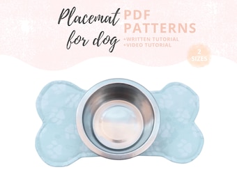 Dog Placemat Tutorial and PATTERNS | Dog food accessories | Waterproof Bone Placemat DIY | Sewing tutorial | PDF Instant download