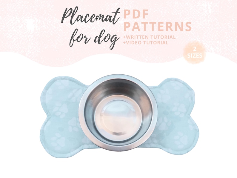 Dog Placemat Tutorial and PATTERNS | Dog food accessories | Waterproof Bone Placemat DIY | Sewing tutorial | PDF Instant download image 1