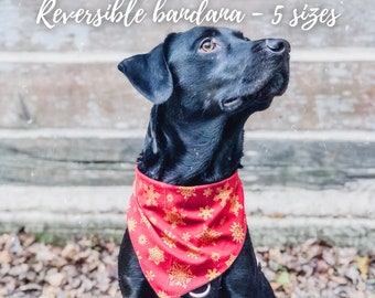 Reversible tie on pet bandana Sewing Tutorial and Patterns/ Handmade Bandana DIY for dog or cat/ 5 sizes PDF Patterns / Instant Download