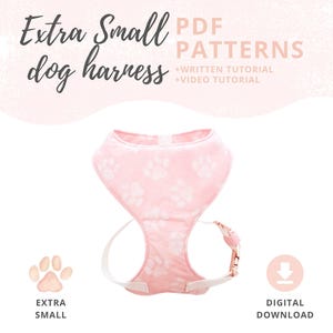 XS Dog harness sewing tutorial and pattern | Extra Small harness DIY | Dog vest PDF Instant Download | How to make a pet harness