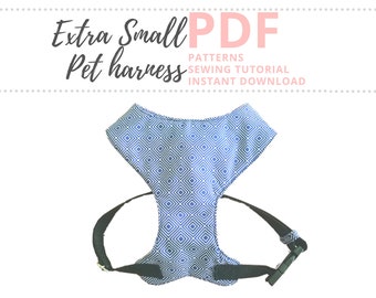 XS Tutorial y patrón de costura de arnés para perros / Arnés extra pequeño DIY / Chaleco para perros y gatos PDF Descarga instantánea / Cómo hacer un arnés para mascotas