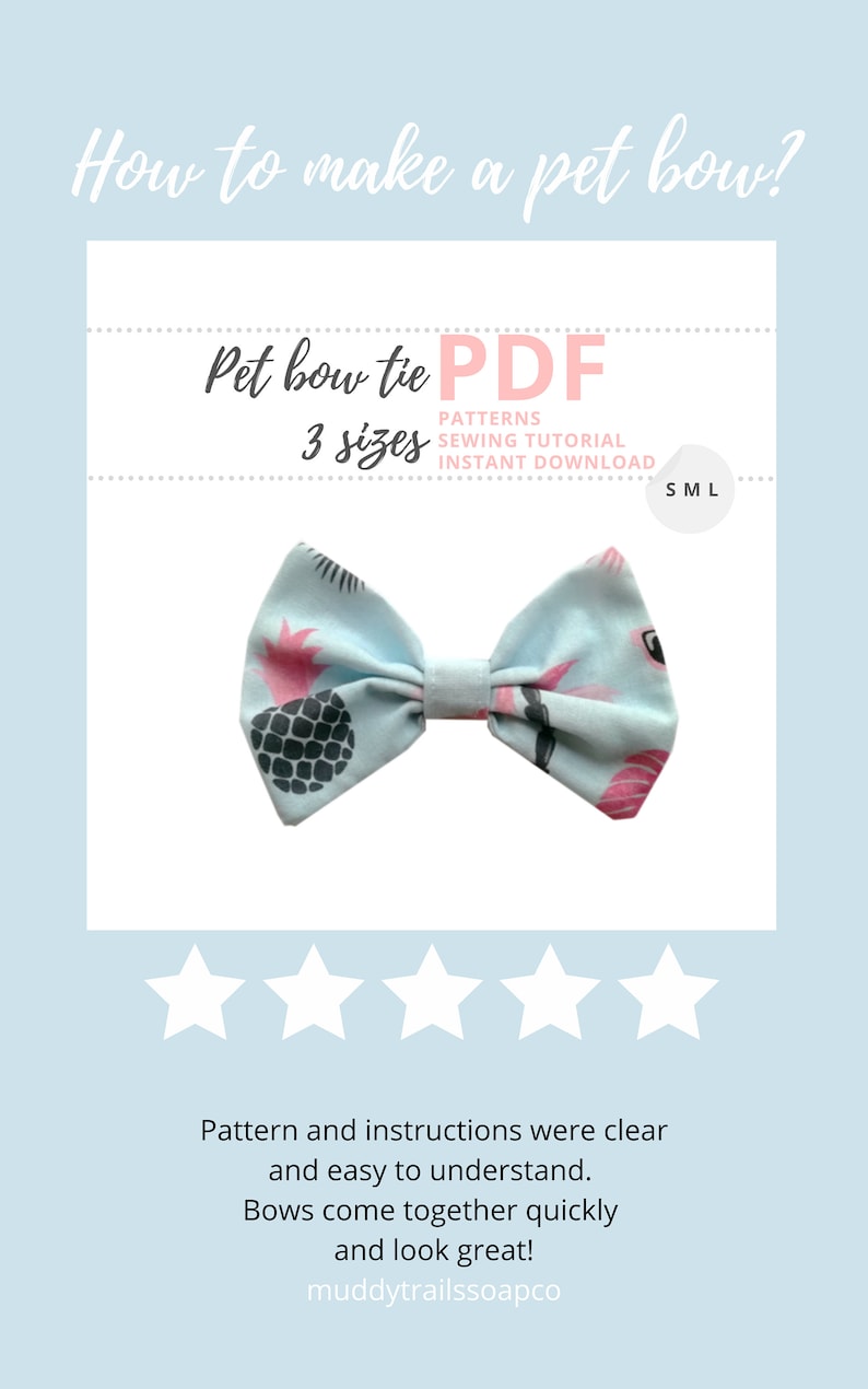 Cat bow tie pattern / Pet bow pattern / Small Bow tie pattern / Bow sewing pattern for cats and kittens / Cat sewing pattern / Pet pattern image 8