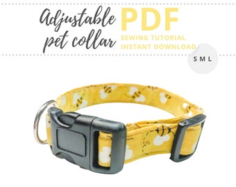 Dog collar sewing pattern / Adjustable Dog collar pattern / Collar tutorial for pet business owners / Dog sewing pattern Instant Download