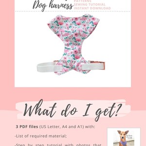 Dog harness pattern / PDF sewing pattern Extra Large size / XL Adjustable chest harness DIY Tutorial and Pattern / Instant Download image 2